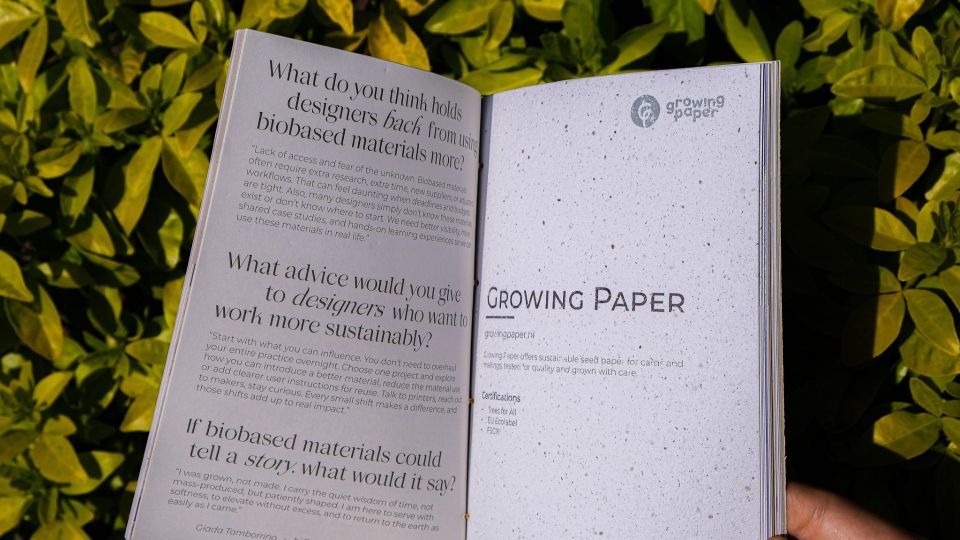 Arveta zine open with paper sample